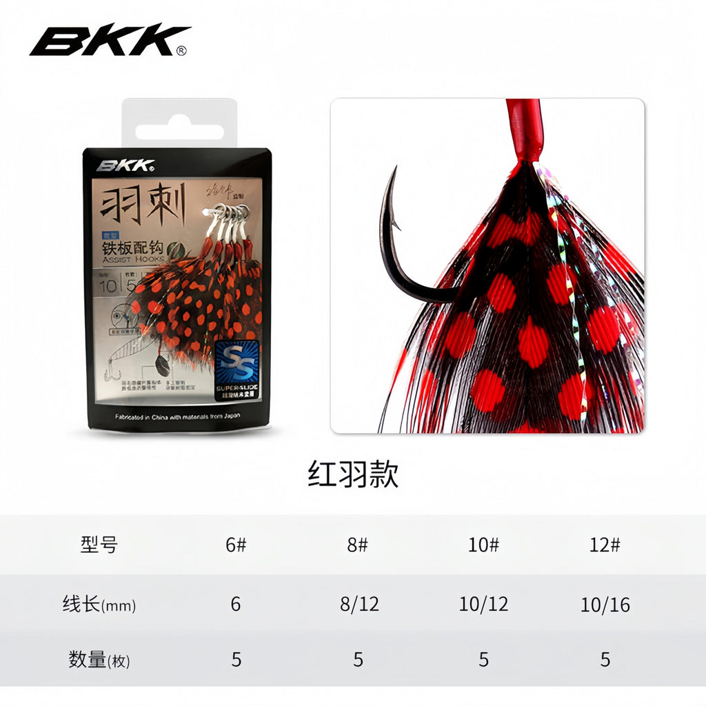 Feathered Barbed Hook Micro Jig, Size 6–12, Red or White – option photo