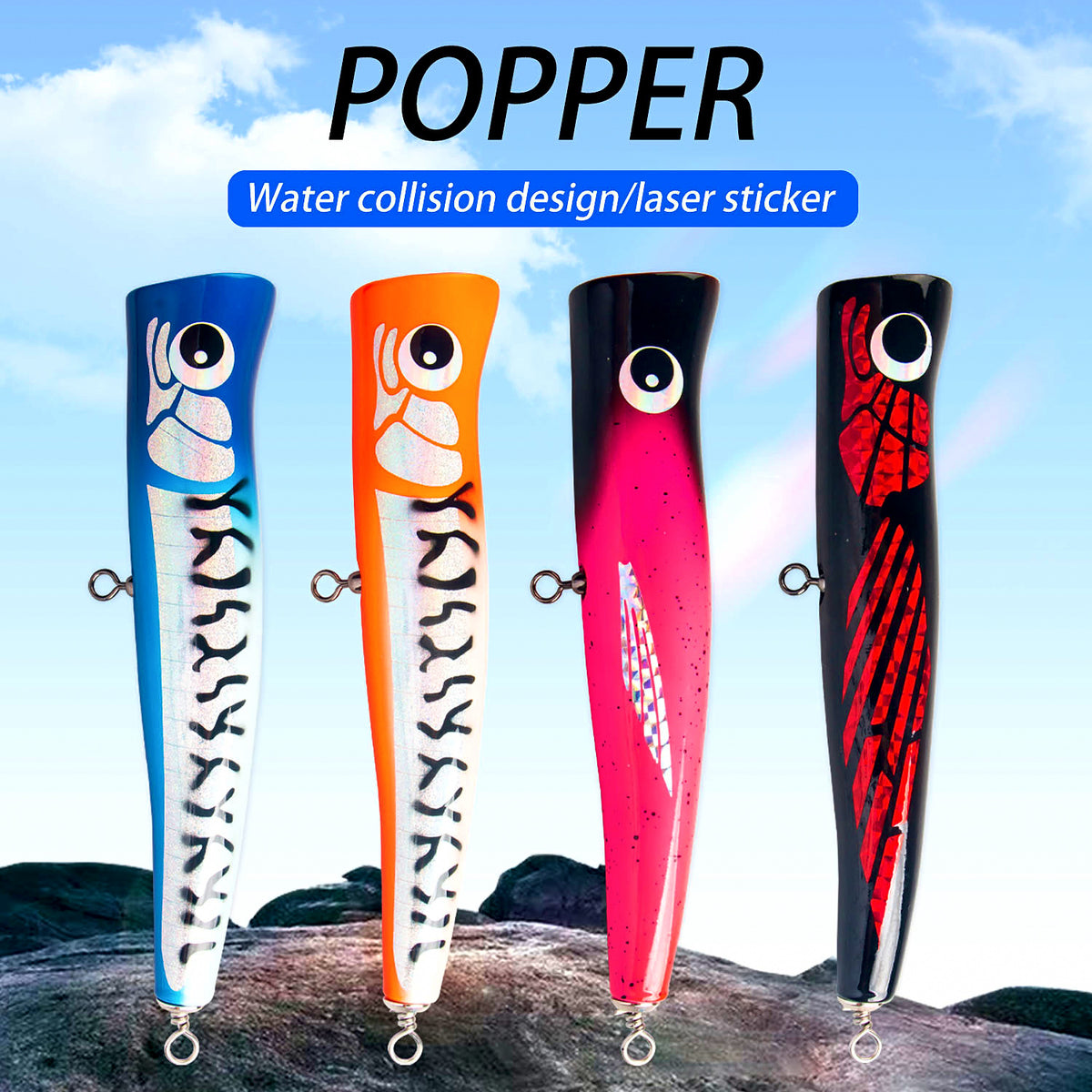 Wooden Popper Lure, 218 mm (8.6 in), 100 g (3.5 oz) – product photo