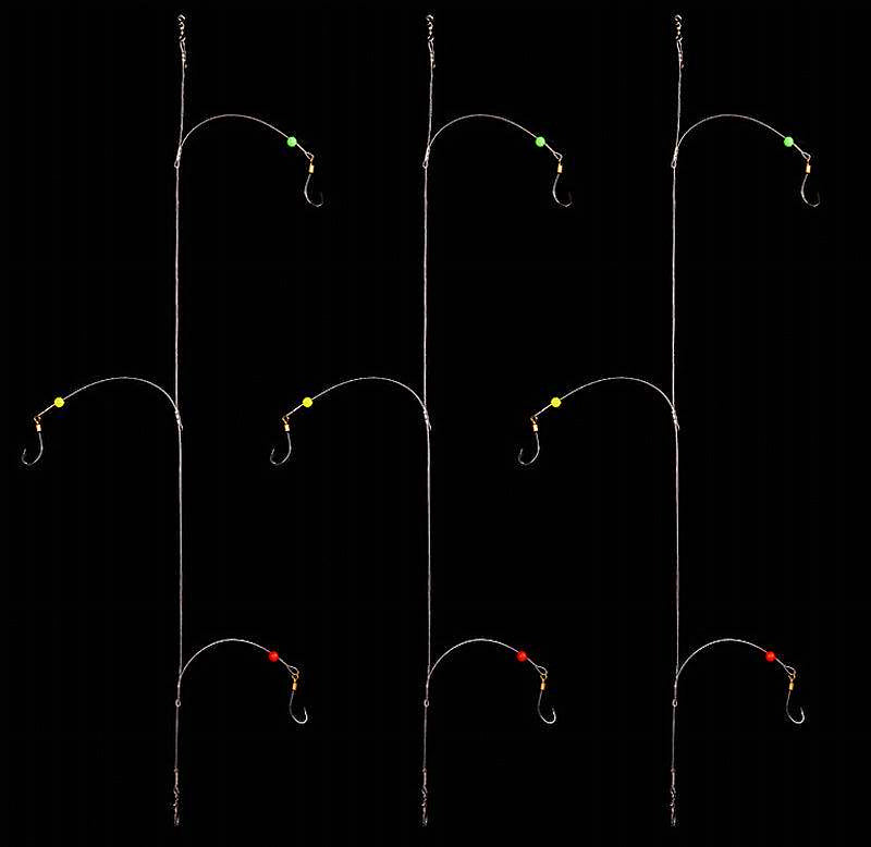 3-Hook Bait Rig, Anti-Tangle Wire Leader, Barbed, Sizes 8–24 – product photo