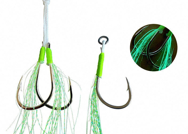 Glow Jig Assist Hooks, Single or Double, Size 14-22 – product photo