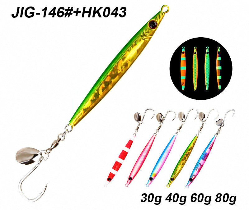 Long Fast-Sinking Jig with Sequins, 30–80 g (1.1–2.8 oz) – product photo