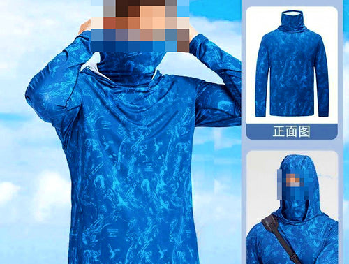 Men's Fishing Sun Shirt with Face Cover, Quick-Dry – product photo