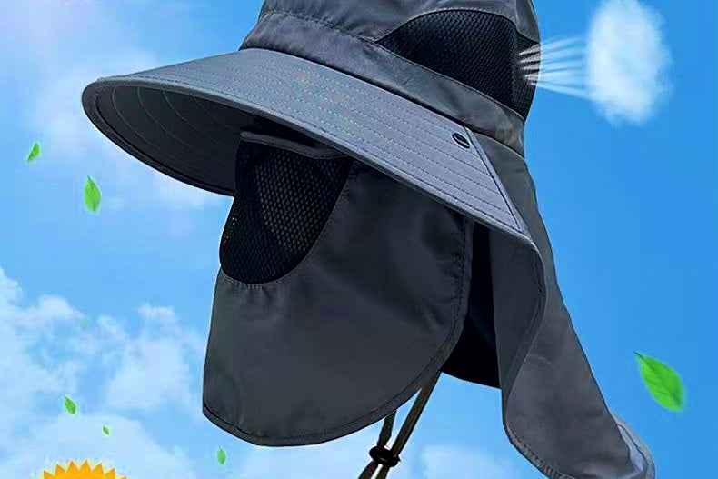 Sun Protection Fishing Bucket Hat with Neck Flap, Wide Brim – product photo
