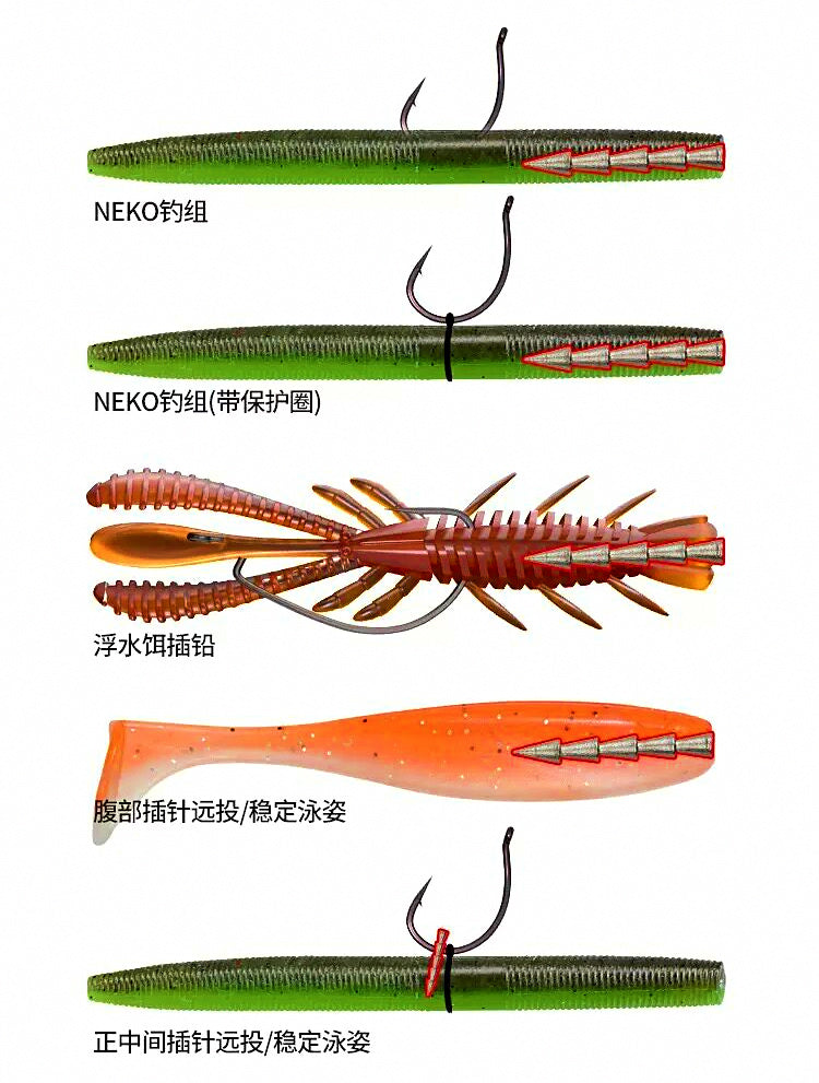 Neko Rig Insert Sinkers, 10 Pack, 0.01–0.15 oz (0.3–4.2 g) – product photo