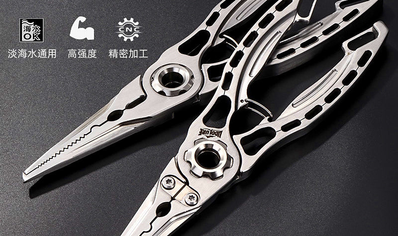 Stainless Steel Fishing Pliers, Long Nose, Braid Cutter – product photo
