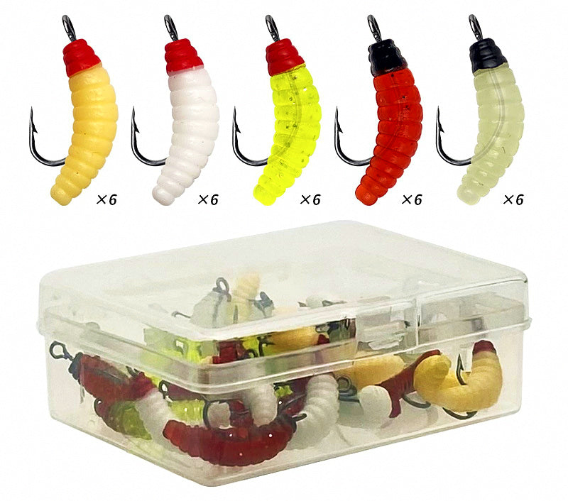 Hooked Mealworm Soft Bait, 20 mm, 0.45 g (0.016 oz) – product photo
