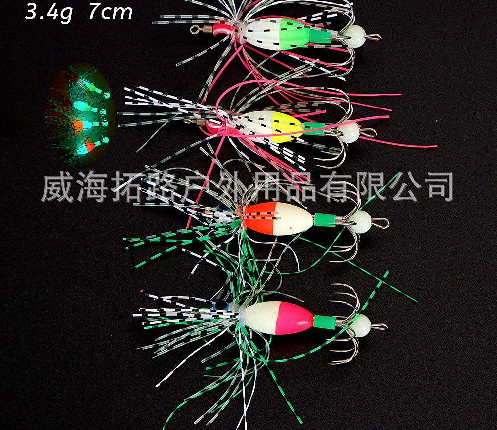 Glow Octopus Skirt Umbrella Hook Lure, 4-Pack – product photo