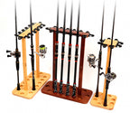 Solid Wood Floor-Standing Fishing Rod Rack, 8 or 14 Slots – product photo