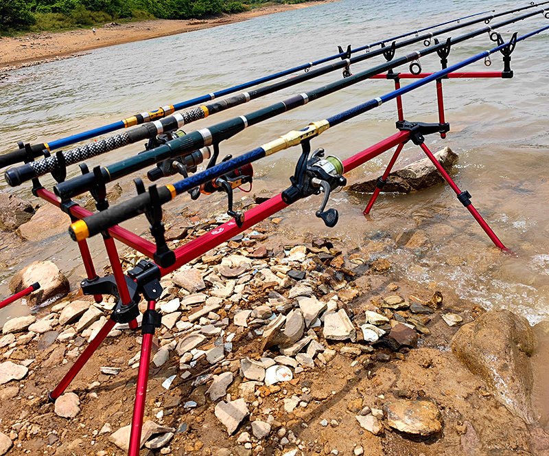 Fishing Rod Pod Holder Stand, 3–5 Rod Sets, Red or Black – product photo