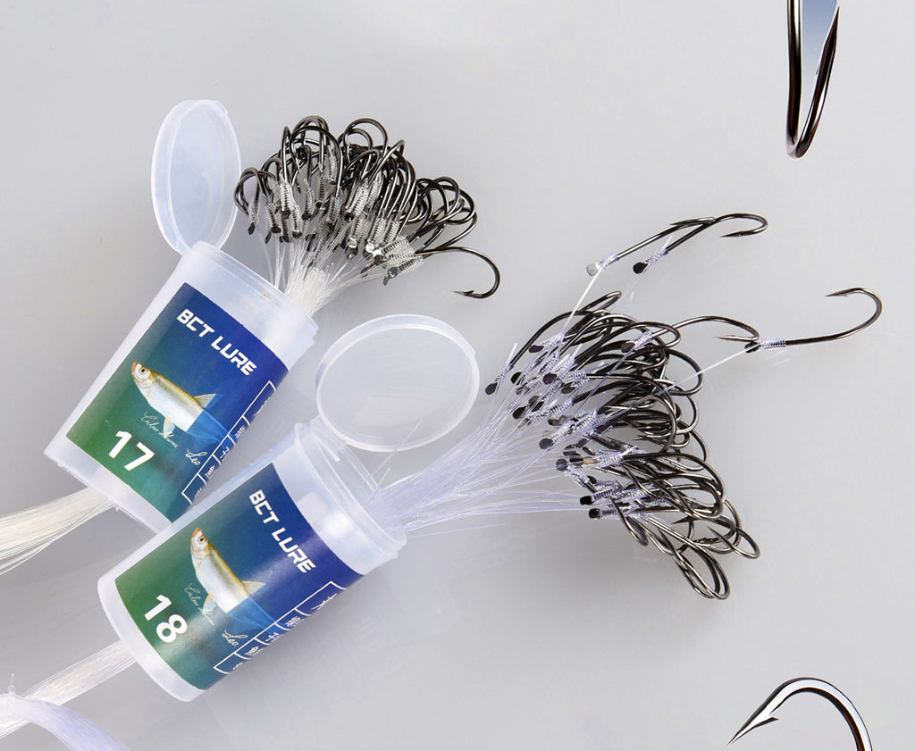 Pre-Tied Crooked-Mouth Hooks with Leader, Tub Pack – product photo