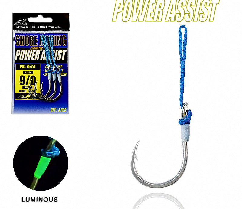 Single Assist Hooks with PE Line for Slow Pitch Jigs, 3-Pack – product photo