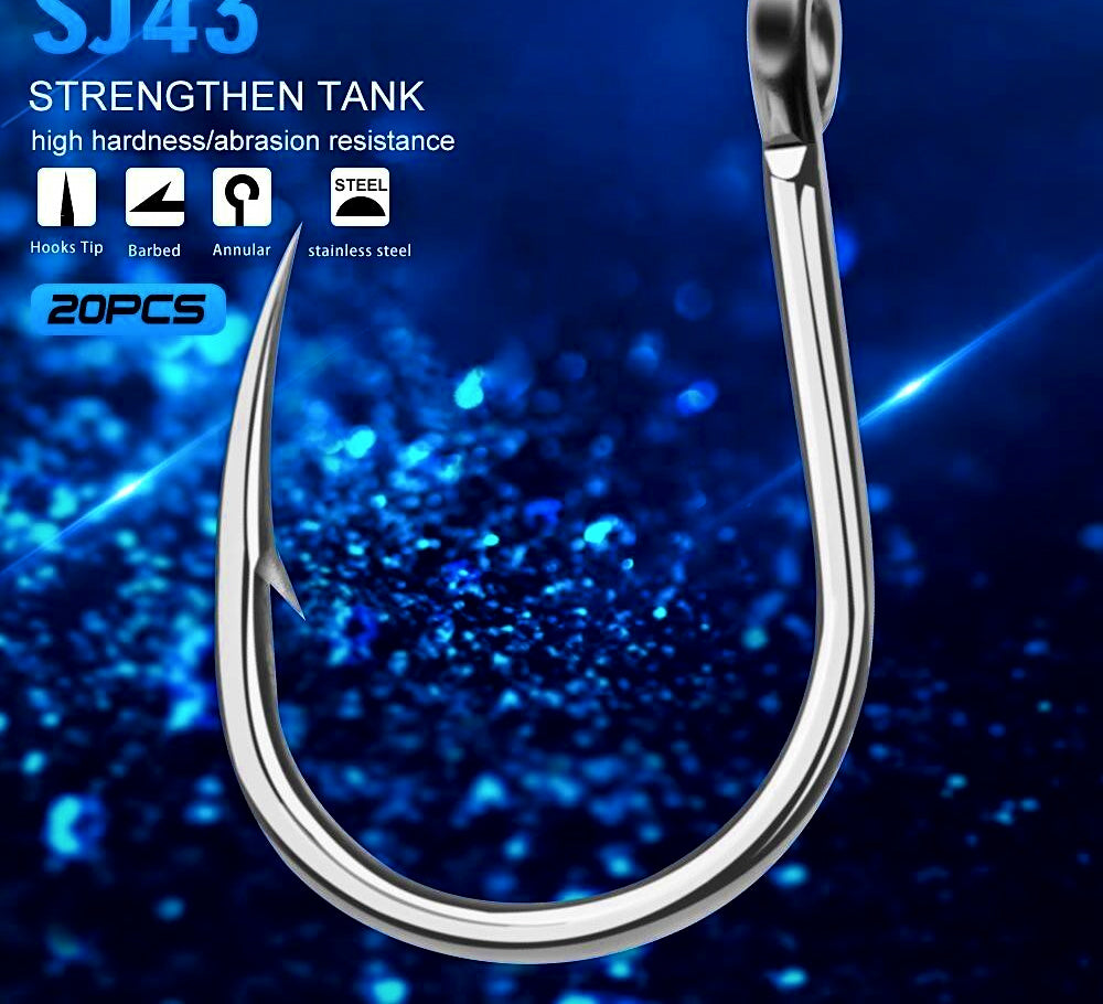 Barbed Saltwater Hooks, Sizes 1/0–13/0 – product photo