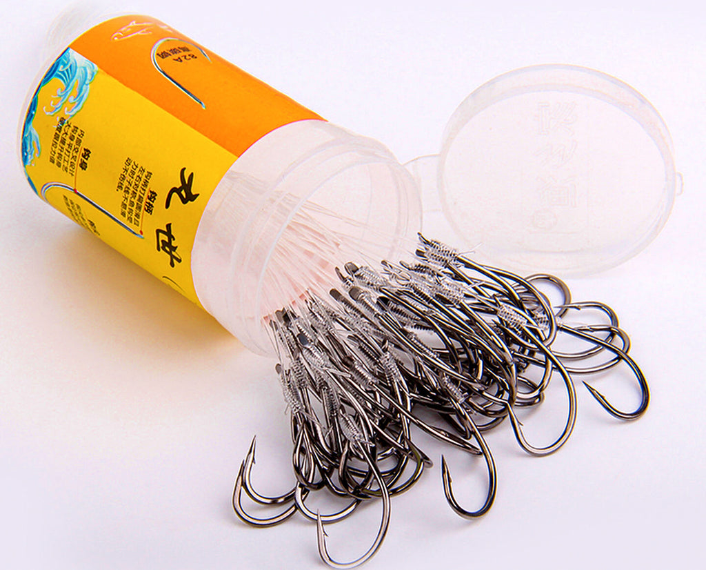 Snelled Barbed Hooks with Leader, Tub Pack, Size 10–28 – product photo