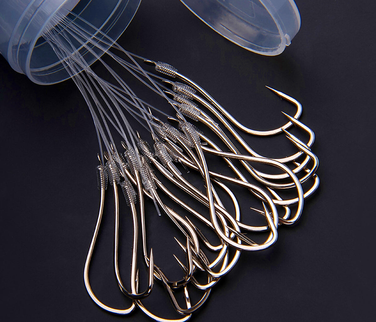 Pre-Tied Long Shank Bait Hooks with Line, 20-Pack – product photo