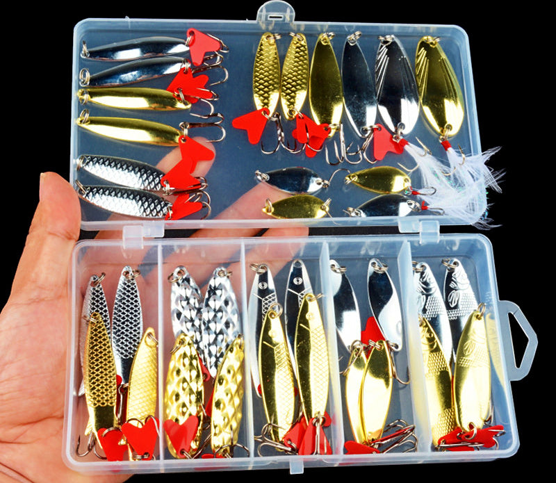 36-Piece Metal Spoon & VIB Lure Set, Single Hook – product photo