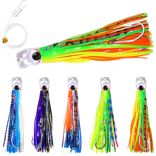 Squid Skirt Trolling Lure, 9 in (23 cm), Clear Acrylic Head – product photo