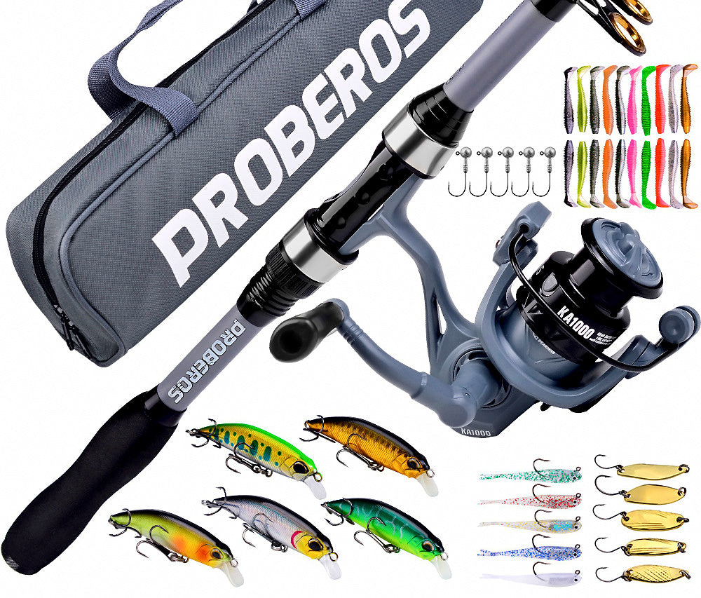 Mini Telescopic Fiberglass Rod and Reel Combo, Travel Set – product photo