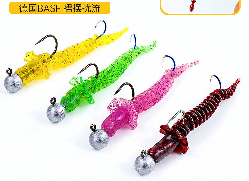 Spiral Tail Soft Worm with Jig Head & Trailer Hook, 7.5 cm – product photo