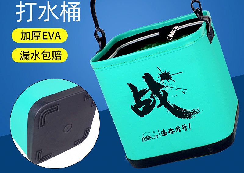 Foldable EVA Fishing Bucket with Lid, 18-24 cm – product photo