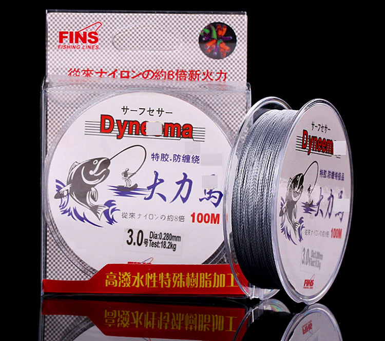 4-Strand PE Braided Fishing Line, Gray, 100 m (109 yd) – product photo