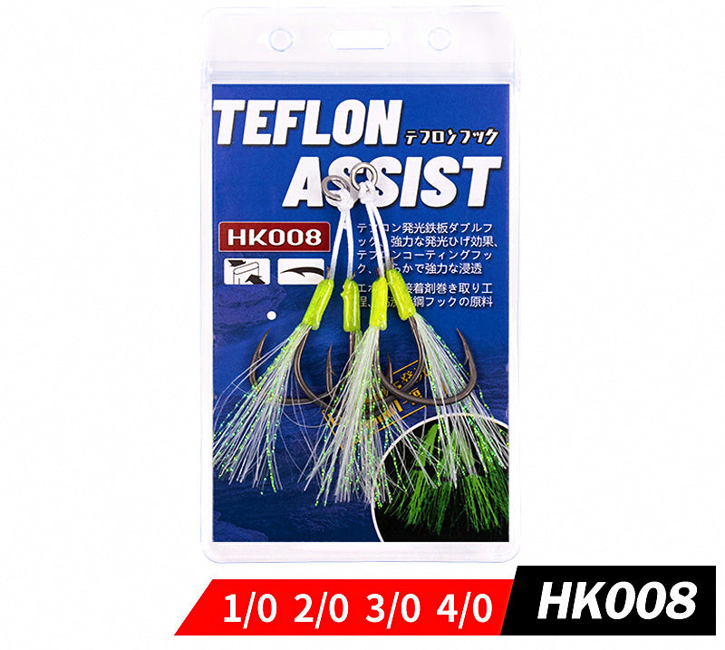 Glow Double Assist Hooks, 1/0–4/0, Slow Pitch Jigging – product photo