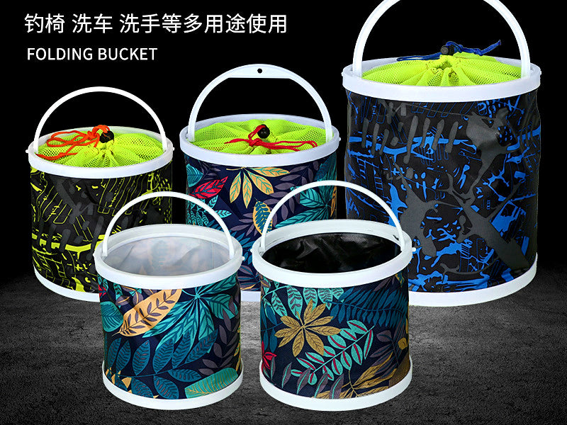 Collapsible Fishing Water Bucket with Rope, Oxford Cloth – product photo