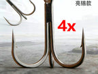 4X Strong Treble Hooks, Tin-Plated, Barbed, 10 Pack – product photo