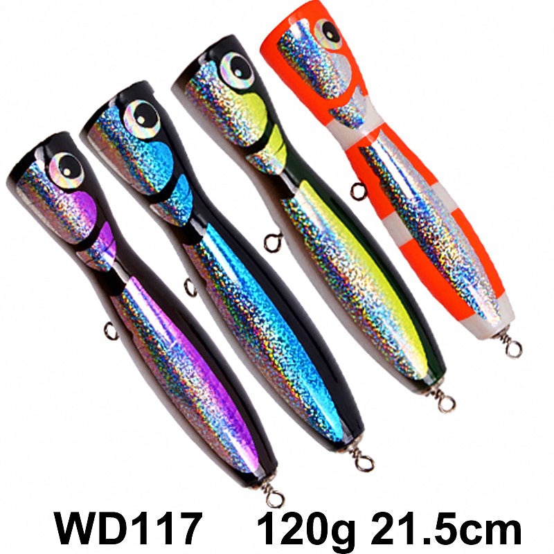 Wooden Popper Trolling Lure, 120 g (4.2 oz), 21.5 cm – product photo