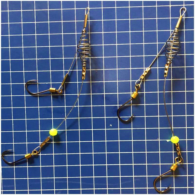 Barbed Double Hook Rig, Sizes 3-16, 2 Rigs per Pack – product photo