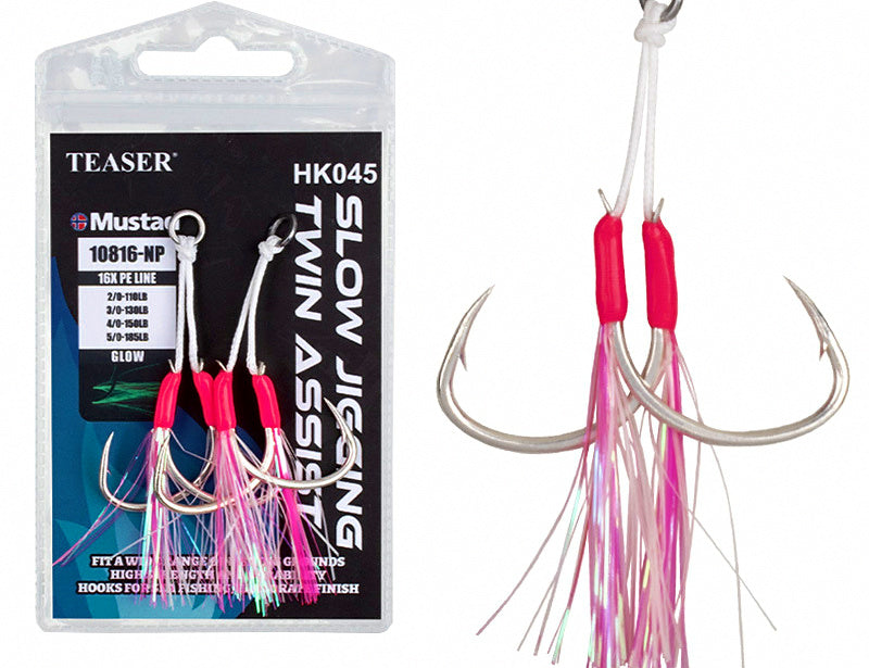 Double Assist Hooks for Slow Pitch Jigs, UV Glow, 2-Pack – product photo