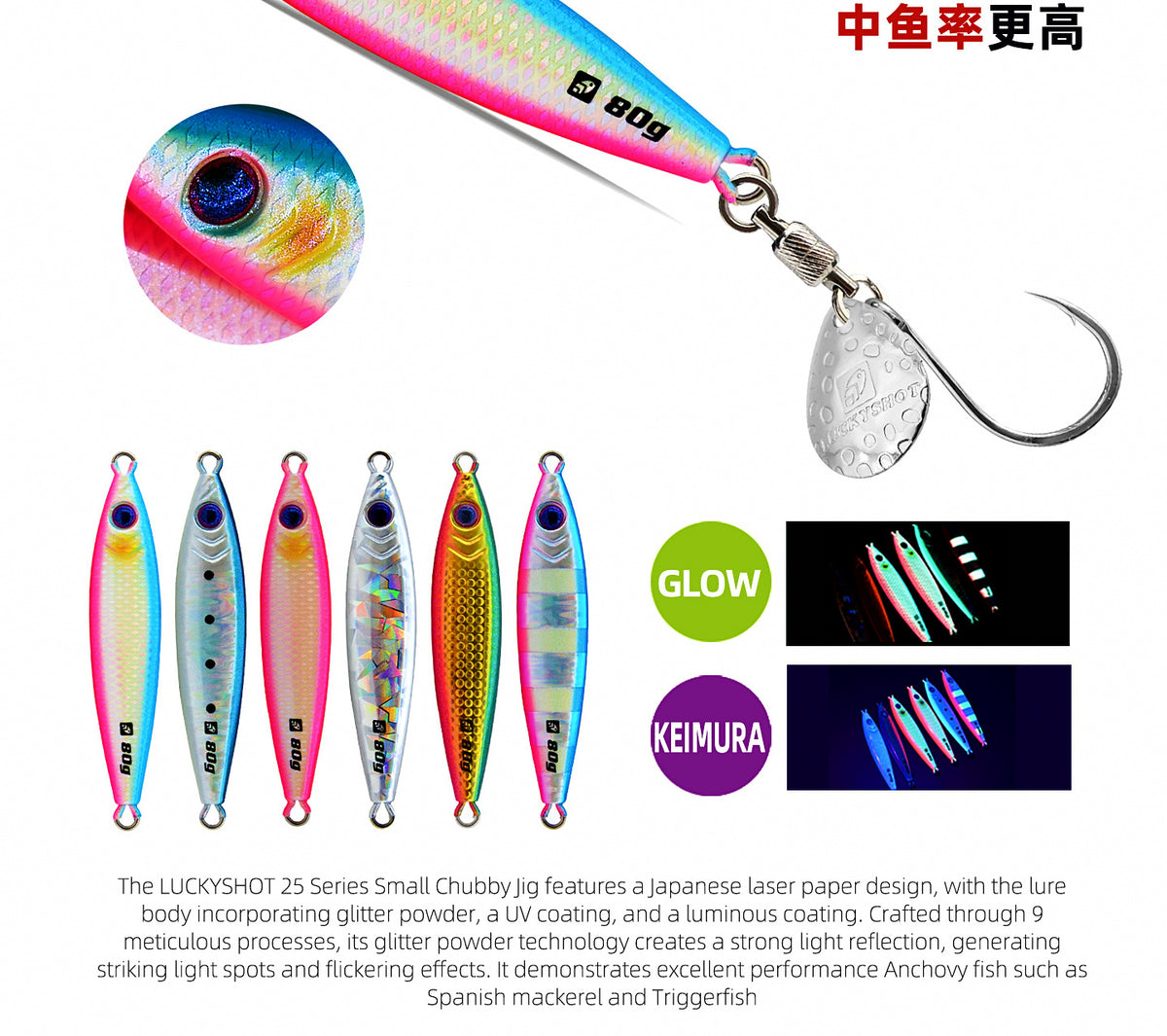 UV Glow Metal Jig, 30–100 g (1.1–3.5 oz) – product photo