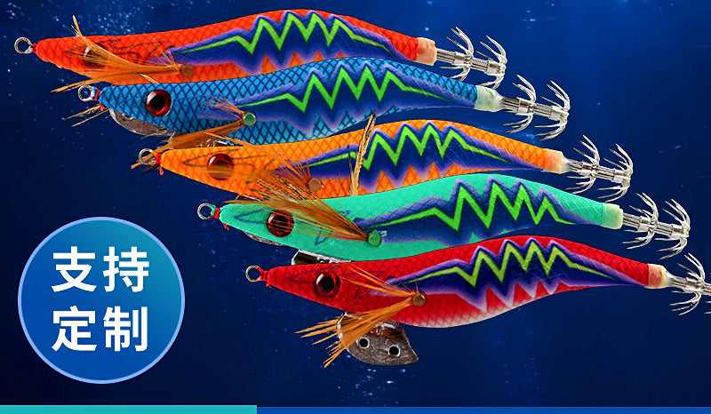 Glow Wood Shrimp Squid Jig Set, 10 Pack with Storage Bag – product photo