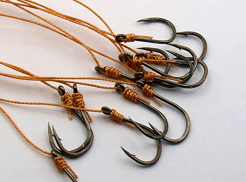 Pre-Tied Double Hook Rigs on PE Line, Long Shank, Sizes 5–13 – product photo