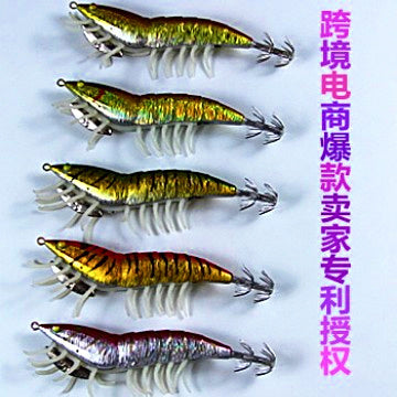 3D Wood Shrimp Squid Jig, Size 3.5, Glow – product photo