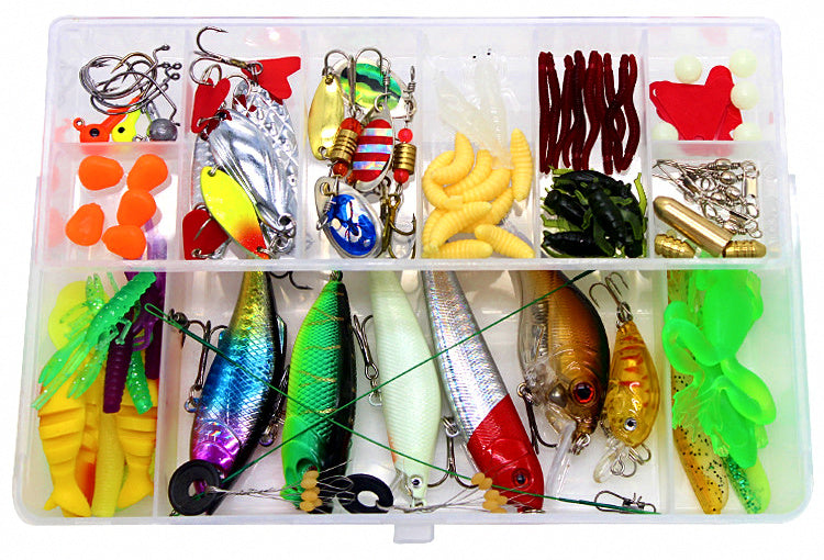 101-Piece Lure Kit with Box, Minnows, VIB & Soft Baits – product photo