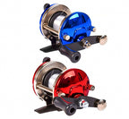 Mini Metal Teardrop Closed-Face Reel, Red or Blue – product photo