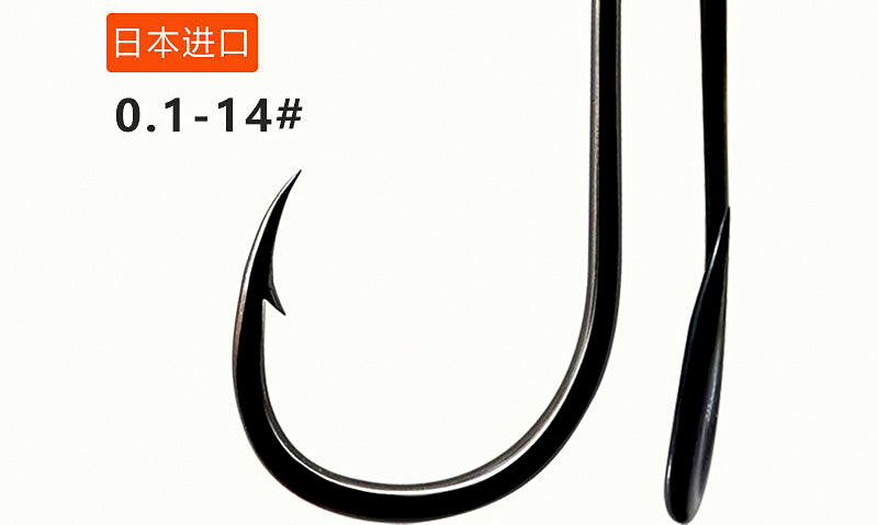 Black Barbed Eyed Hooks, Bulk Pack, Size #0.1–#14 – product photo