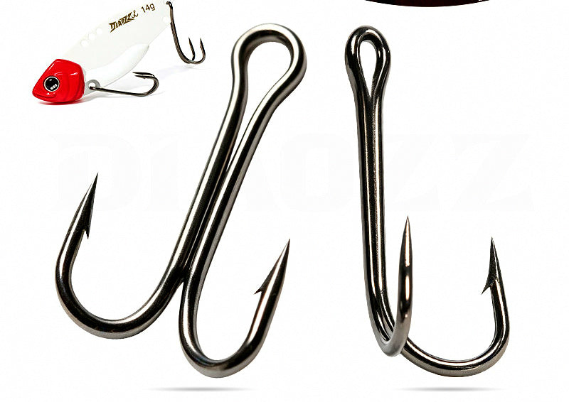High Carbon Steel Treble Hooks, Sizes 2–12, 15-Pack – product photo