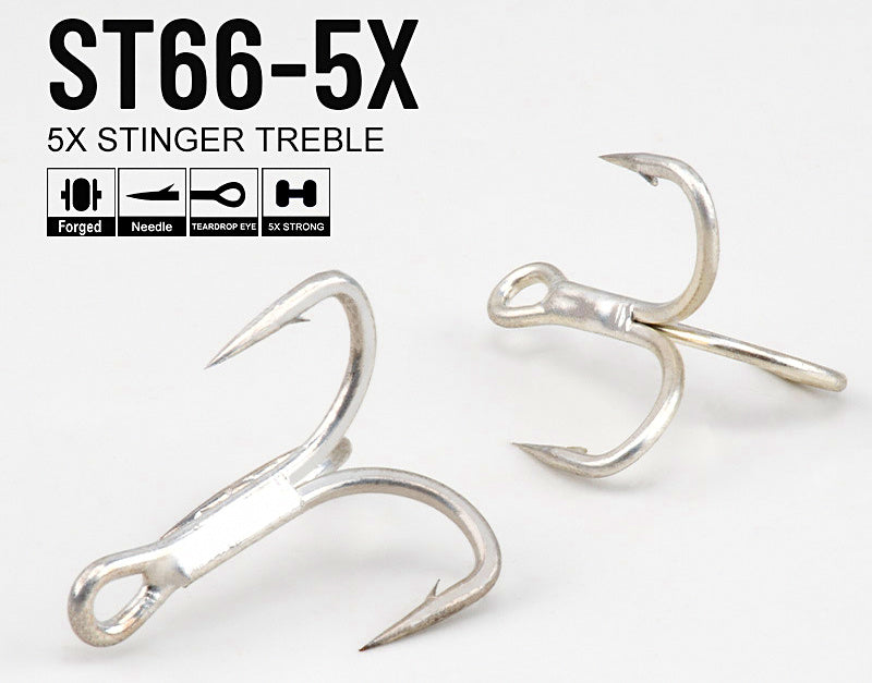 High-Carbon Steel Treble Hooks, Barbed, Size 6 to 5/0 – product photo