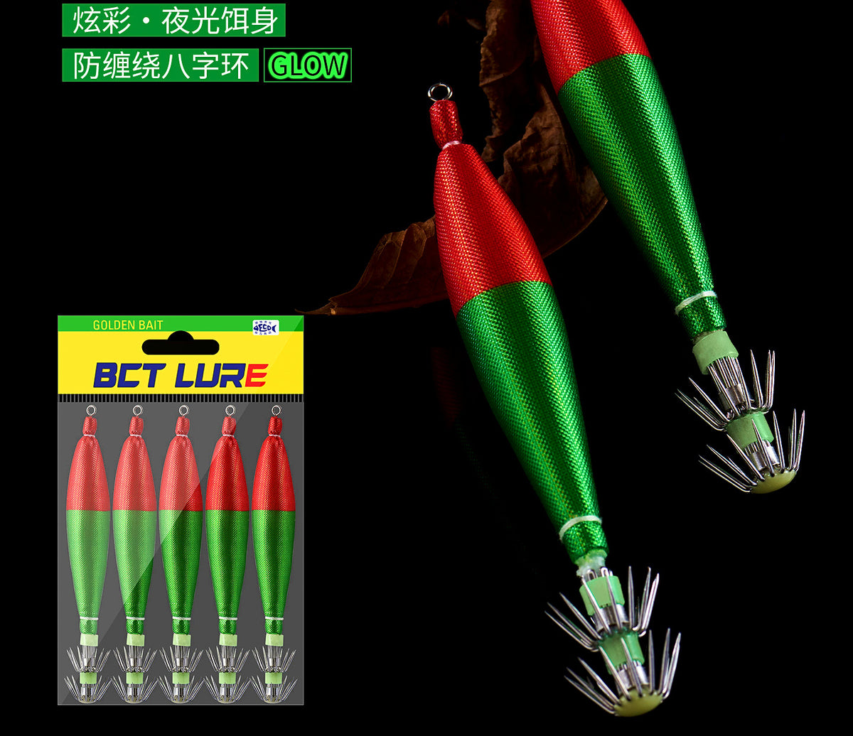 Glow Squid Jig, Cloth Wrapped Wooden Shrimp, #4 6.2 g (0.22 oz) – product photo