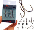 Barbed Treble Hooks for Lures, Sizes 4-10, 6-Pack – product photo