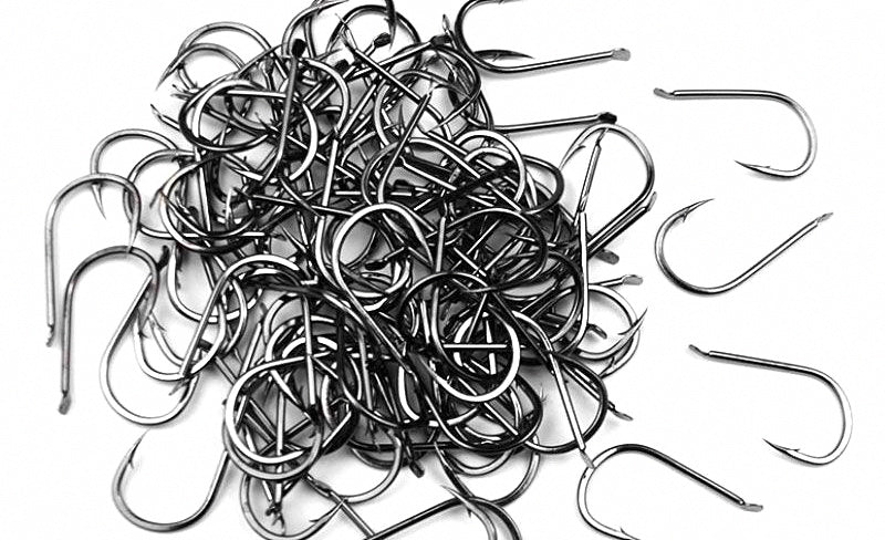 Black Barbed Fishing Hooks, Bulk Pack 100/300/500 pcs – product photo