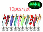 Glow Mini Wood Shrimp Squid Jig, 10 Pack, 1.5–2.2 Size – product photo