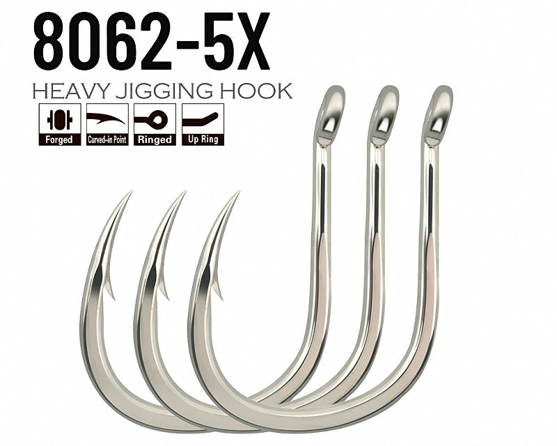 Heavy Duty 5X Strong Barbed Saltwater Hooks, Sizes 1–8/0 – product photo