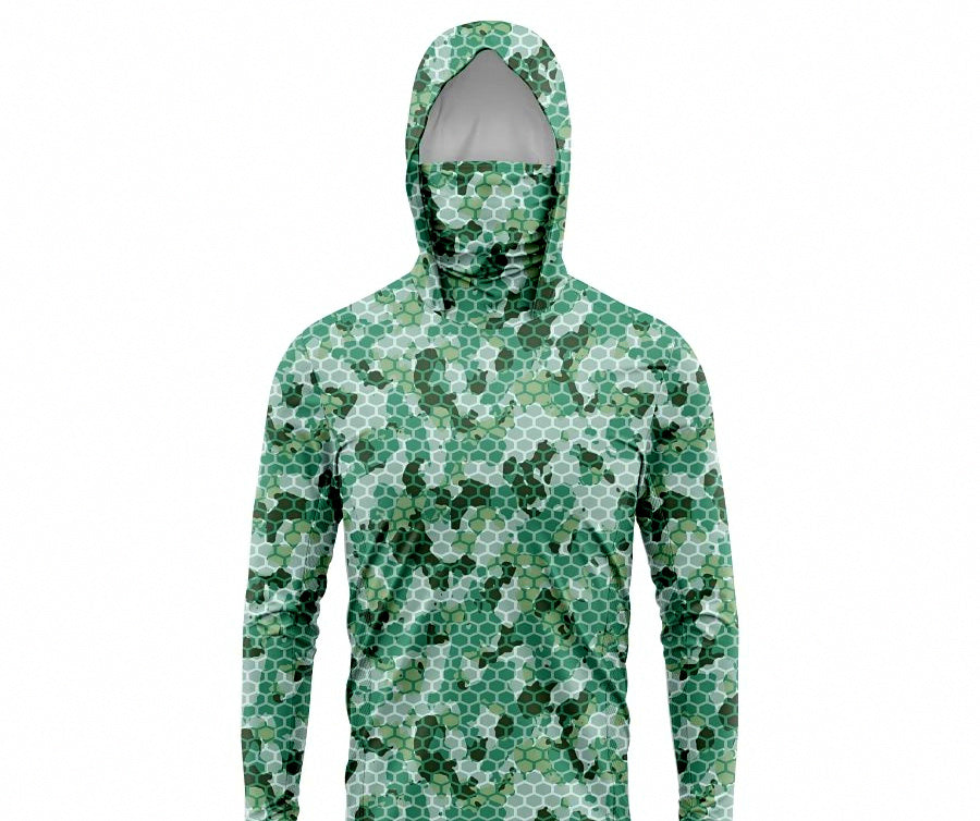 Men's Hooded Sun Fishing Shirt with Face Mask, Quick-Dry – product photo