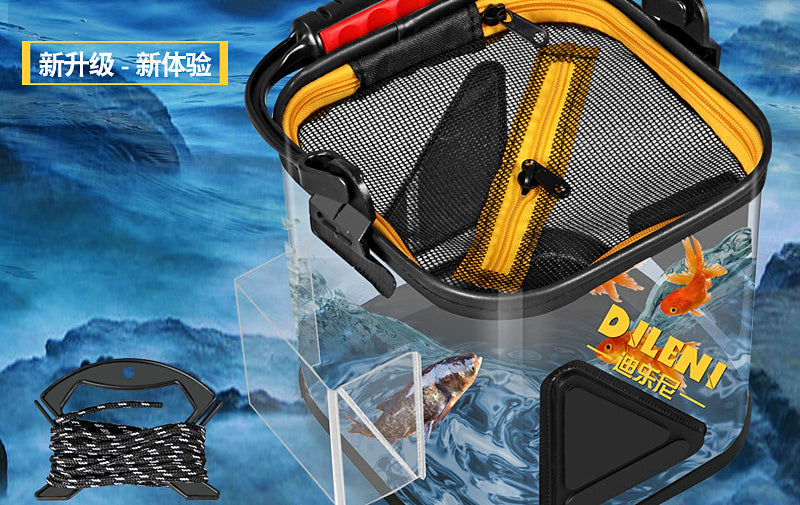 Clear Collapsible Fishing Bucket, 5-13 L (1.3-3.4 gal) – product photo