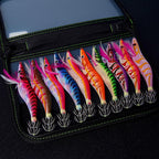 Wooden Shrimp Squid Jig Set, Glow Rattle, Sizes 2.5–3.5 – product photo