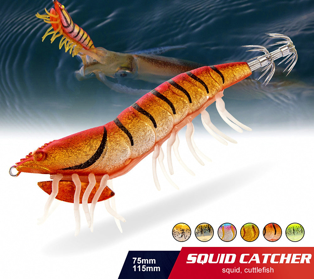 Wood Shrimp Squid Jig Lure, 75–115 mm (3–4.5 in) – product photo