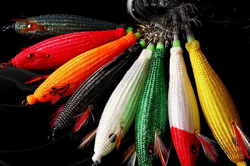 Glow Squid Jig, Wood Shrimp Style, Horizontal Rig – product photo