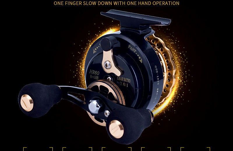 6000 Front Drag Spinning Reel, 8+1 Bearings, Gold – product photo